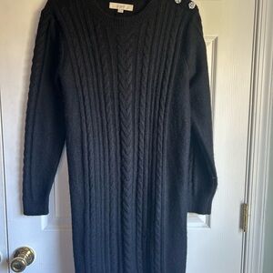 LOFT Black Cable Knit Sweater